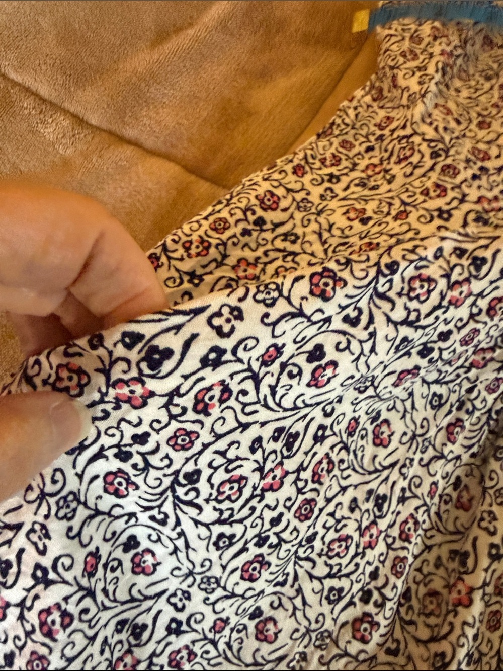 Umgee White Floral Print Mini Dress with Navy and Red Accents - Picture 5 of 10
